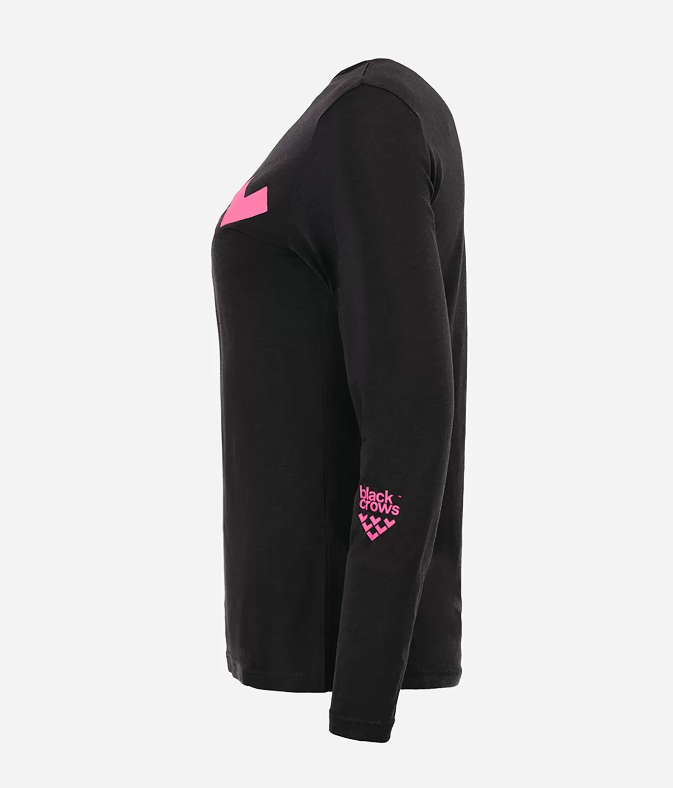 New Black Crows Maglietta Donna Merino Blend Maniche Lunghe Nero-Rosa